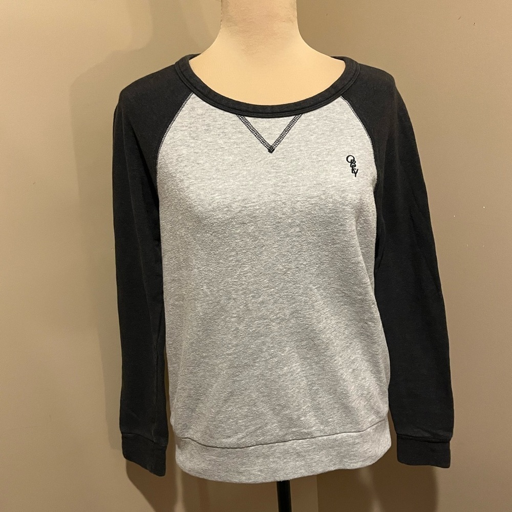 Obey Propaganda Classic Two-Tone Raglan Sweatshirt - Gray & Black, size Small